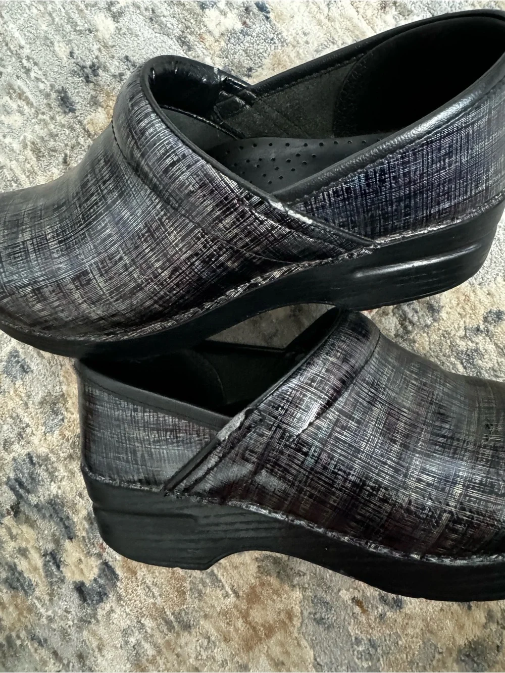 Dansko Women's Black Crosshatch Slip-On Clogs - Picture 2 of 6